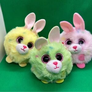 Ty Beanie Balls - 2024 Easter Bunny Trio Strawberry, Kiwi, and Lemon (3”)